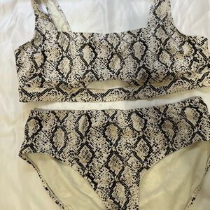 Time and Tru Snake Print Bikini - Black and Cream